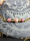 Bracelet cheville Rhodonite 6mm / 4mm