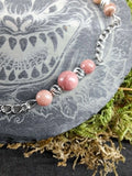 Bracelet cheville Rhodonite 6mm / 4mm